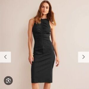 Boden Ruched Front Sleeveless Jersey Dress Black Basic Versatile